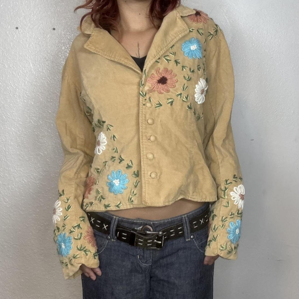 Embroidered Tan Jacket - Picture 2 of 3